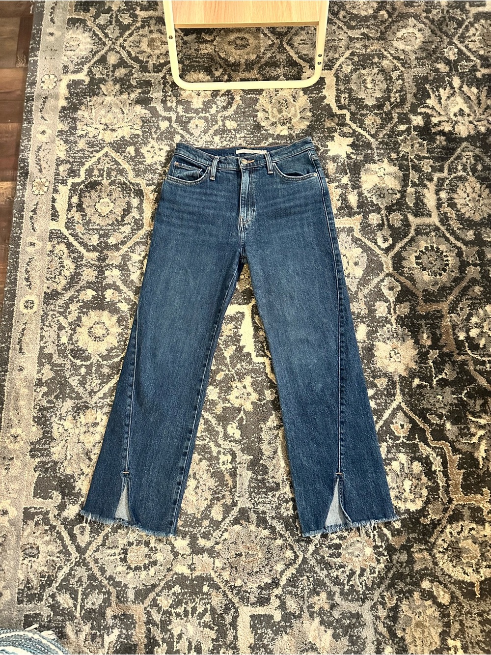 Hudson Jeans Mid Blue High-Rise Wide Leg with Front Slits